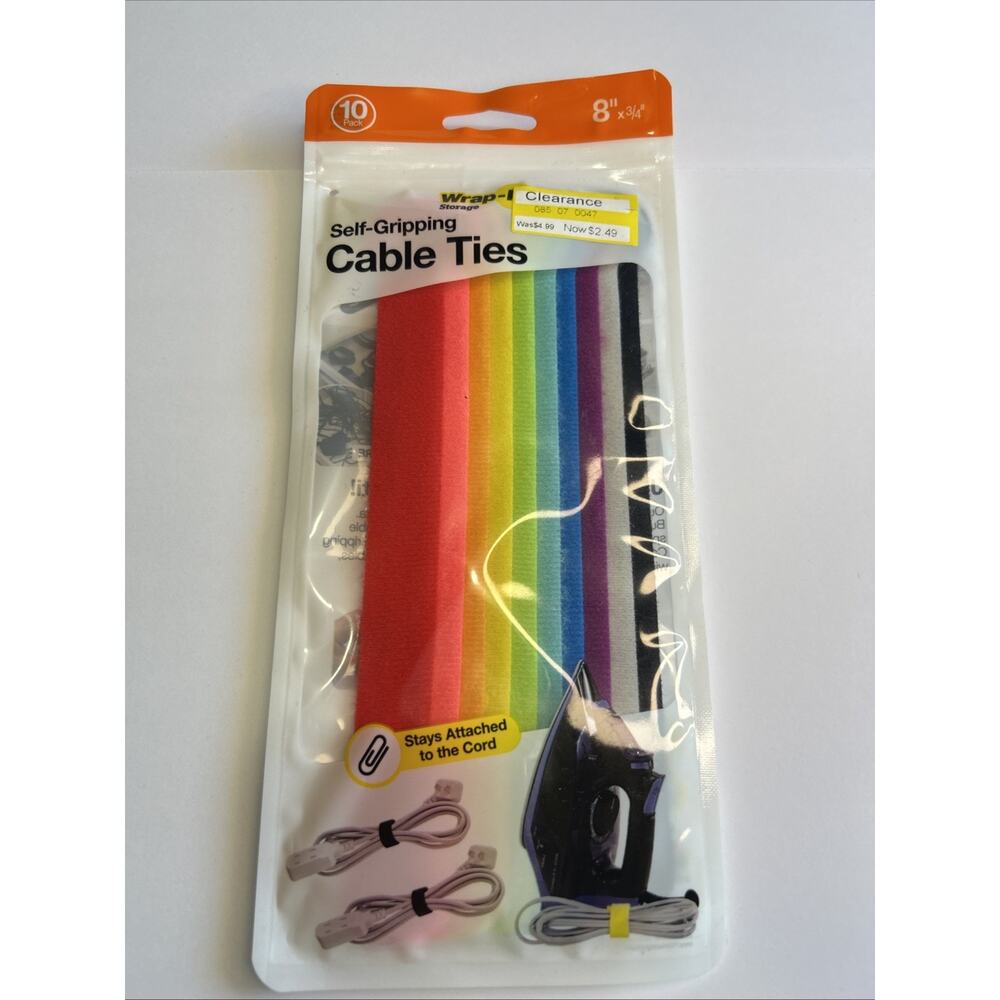 Wrap It Storage Self Gripping Cable Ties New Sealed Multi Color Super Strong